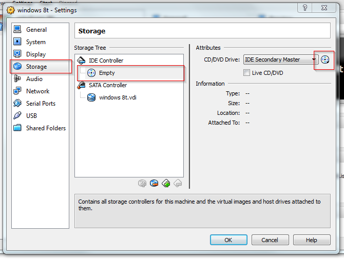 VirtualBox - System settings Storage VirtualBox - System settings Storage