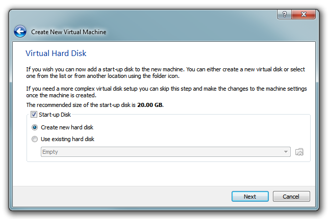 Windows 8 - VirtualBox: Create virtual disk. Step 1 Windows 8 - VirtualBox: Create virtual disk. Step 1