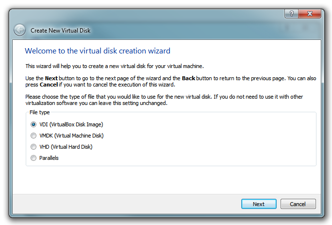 Windows 8 - VirtualBox: Create virtual disk. Step 2 Windows 8 - VirtualBox: Create virtual disk. Step 2
