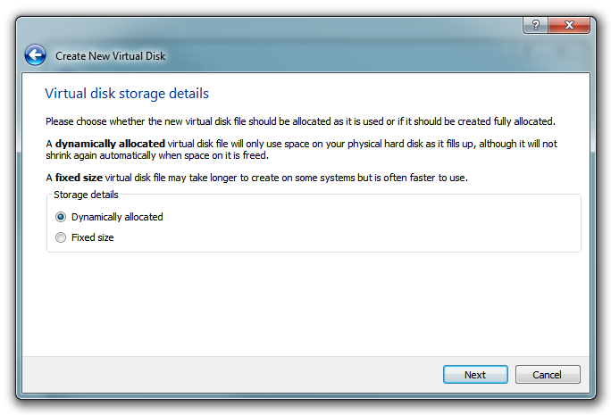 Windows 8 - VirtualBox: Create virtual disk. Step 3 Windows 8 - VirtualBox: Create virtual disk. Step 3