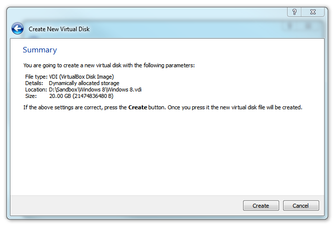 Windows 8 - VirtualBox: VM Summary Windows 8 - VirtualBox: VM Summary