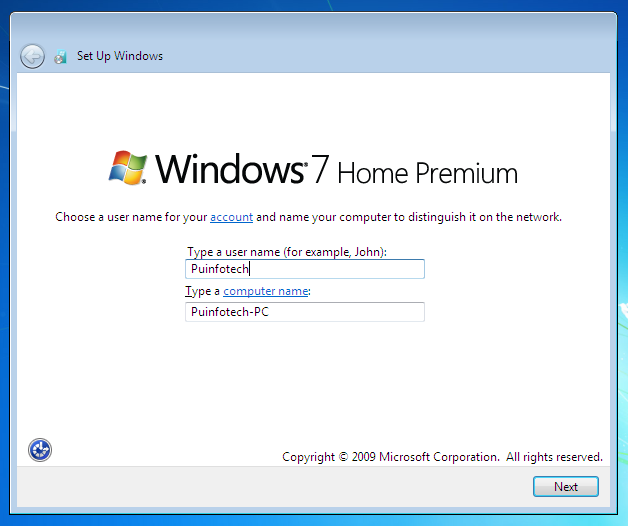 Windows 7 - User name and computer name