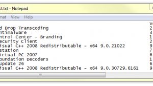 Windows installed application list