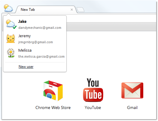 Google Chrome - Users badge menu Google Chrome - Users badge menu