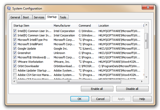 msconfig System Configuration - Windows 7