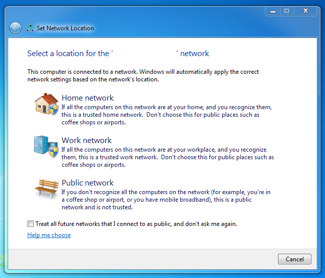 Windows 7 - Set network location