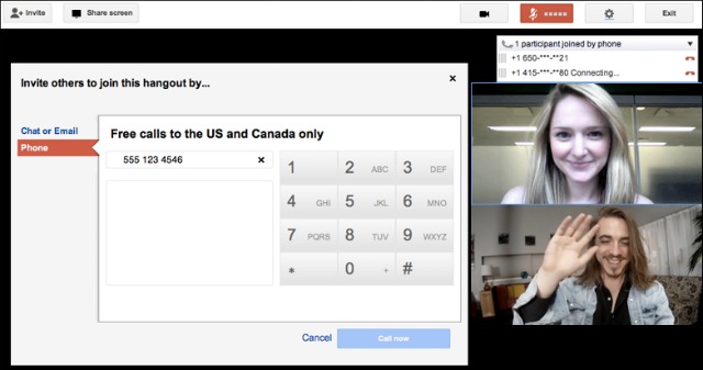 Google+ Hangouts Free Phone Call US and Canada