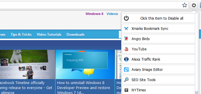 Disable All Extensions Plus - Google Chrome