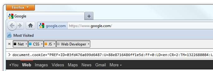 New Google Bar - Cookie Firefox