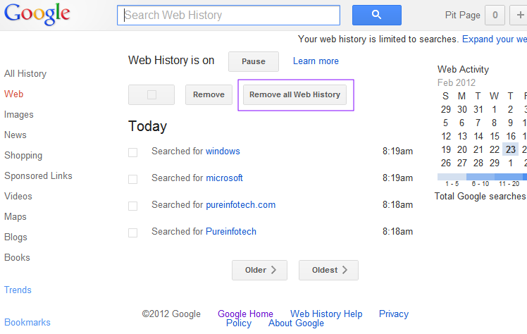 How to remove and disable Google Web History - Stop the tracking