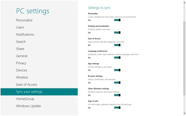 Sync your settings - Windows 8