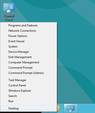 Contextual Menu Windows 8 - Start menu Contextual Menu Windows 8 - Start menu
