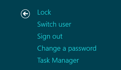Task Manager Lock Screen menu Task Manager Lock Screen menu