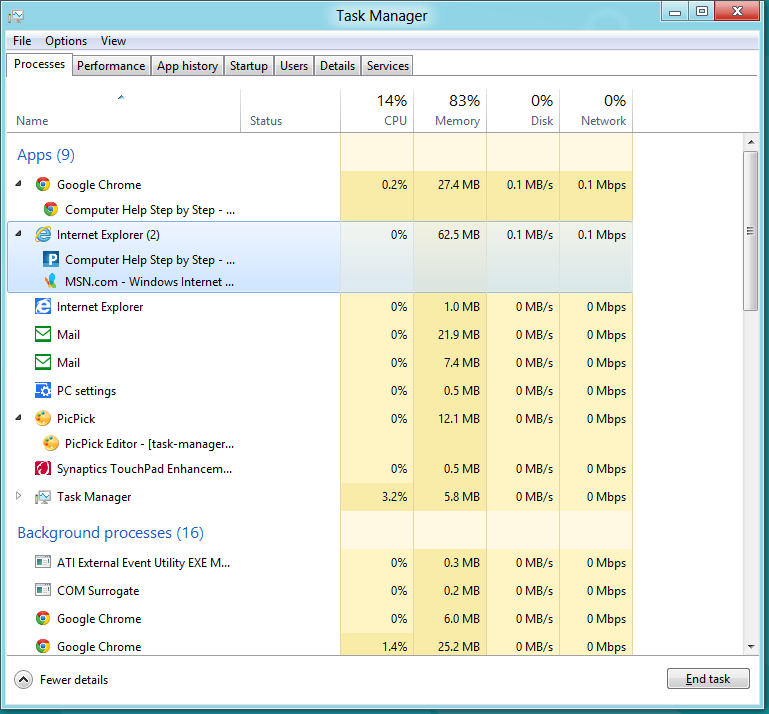 Task Manager - More details (Advanced) Task Manager - More details (Advanced)