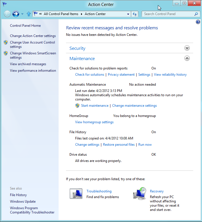 How to control Automatic Maintenance in Windows 8 « Pureinfotech