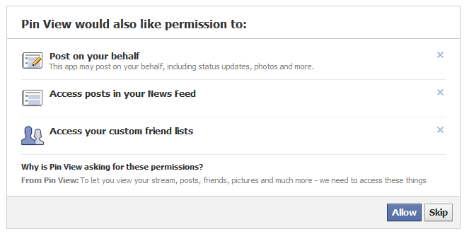 PinView Permissions PinView Permissions
