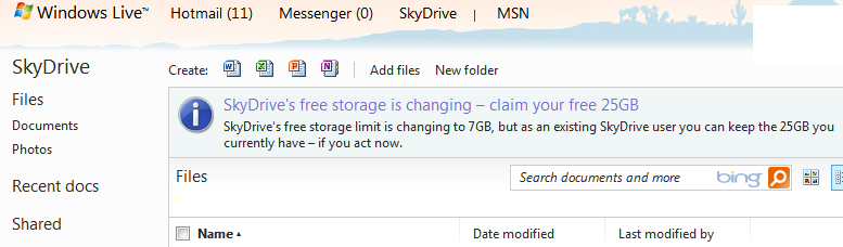 SkyDrive Changing SkyDrive Changing