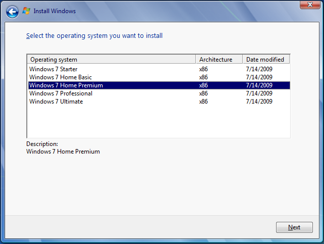 Choose Windows 7 version Choose Windows 7 version