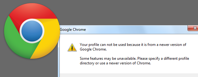 Chrome error message profile