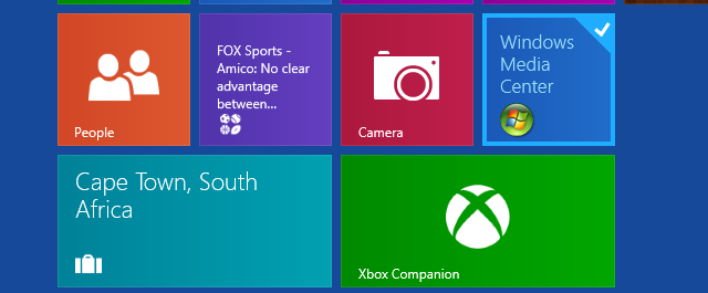 Start screen select item Windows 8