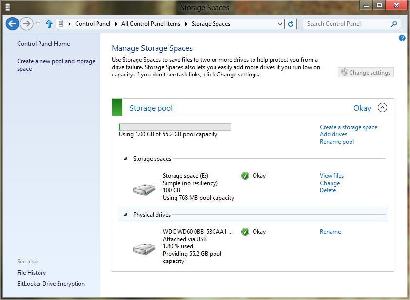 Storage Spaces manage - Windows 8 Storage Spaces manage - Windows 8