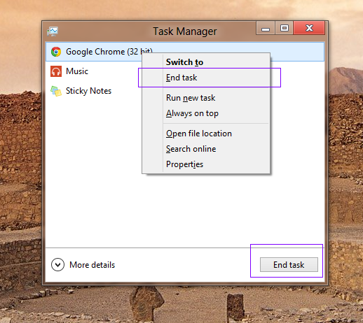 End Task - Task Manager Win 8 End Task - Task Manager Win 8