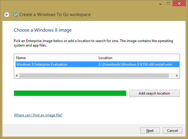 Select Windows 8 image Select Windows 8 image
