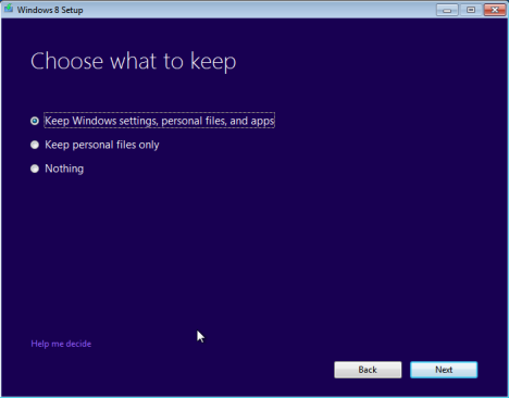 Keep apps, documents, settings and more