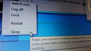 Sleep - Shut down menu