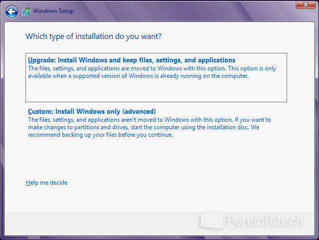 Windows Setup - Custom install