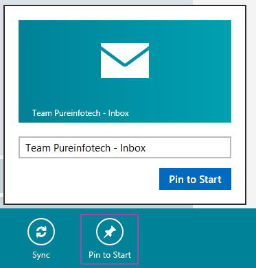 Email account to Start screen Windows 8