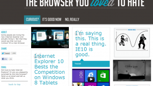 Screenshot of new Microsoft IE website