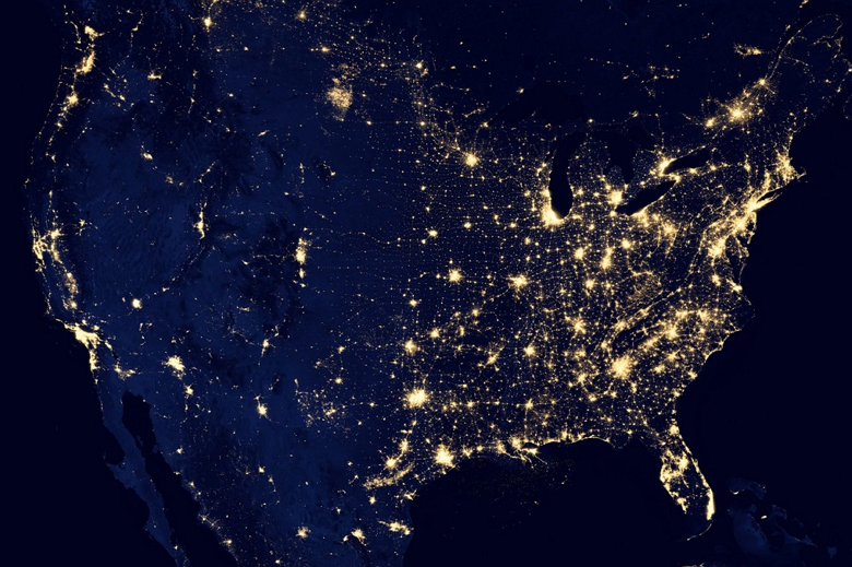 Planet Earth at night