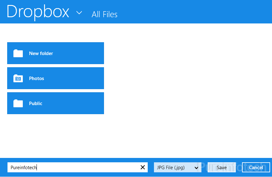 Dropbox win 8 app save as option