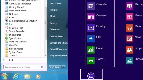 Start menu Windows 8.1