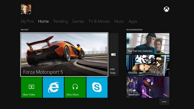 Xbox One Windows 8-like dashboard