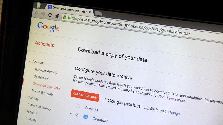 Google products backup