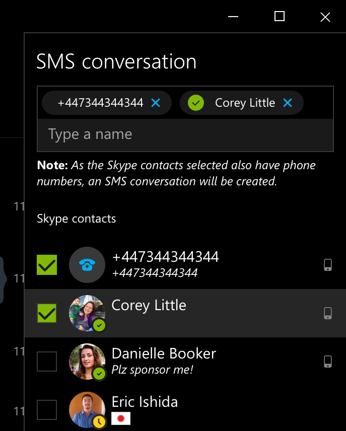 skype sms on windows 10 pc