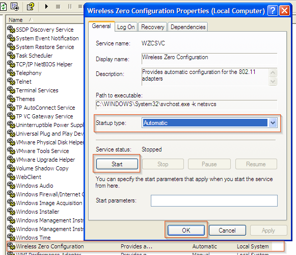 Wireless configuration. WZC. Configuration 0x0002. Wireless Zero configuration Windows XP где находится.