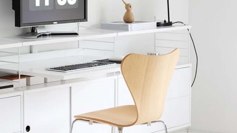 White desk with shelves and cabinets