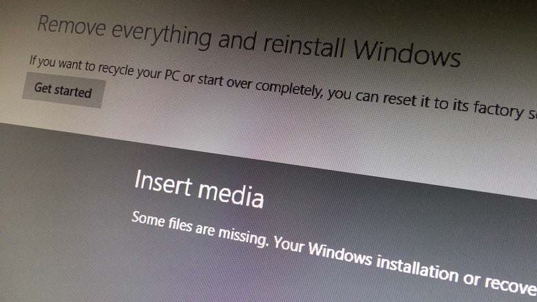 Insert Media message Windows 8.1 upgrade