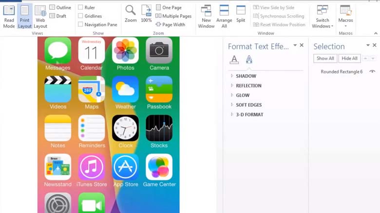 Apple iOS 7 recreated in Microsoft Word