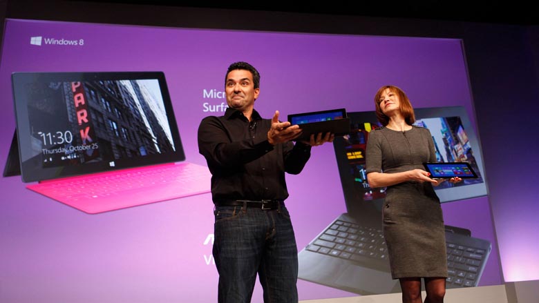 Julie Larson-Green and Mike Angiulo at the Windows 8 launch event