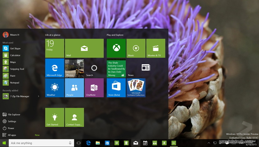 Windows 10 build 10147 desktop