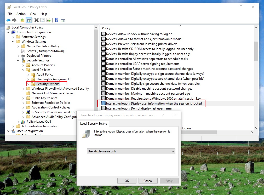 How to remove real name and email address from the Lock screen on