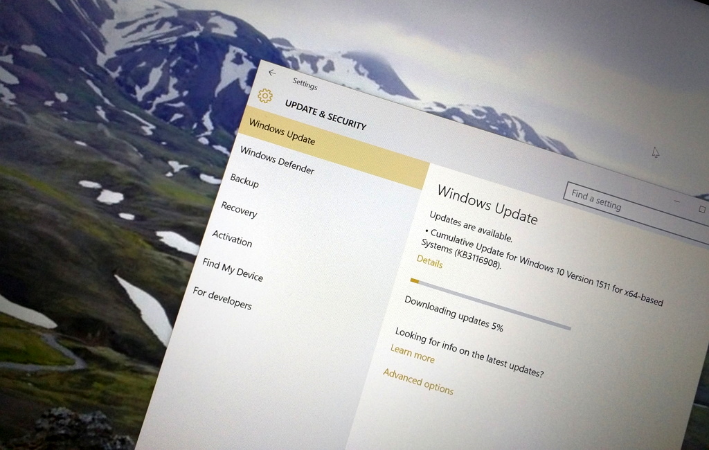 Windows 10 Update KB3116908