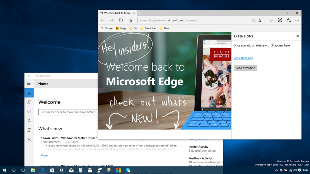 Windows 10 build 14291