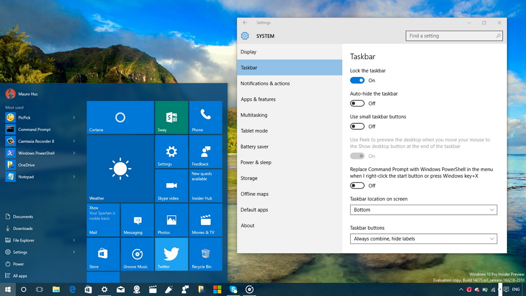 Windows 10 Build 14271 For Pc Hands On With The New Taskbar And