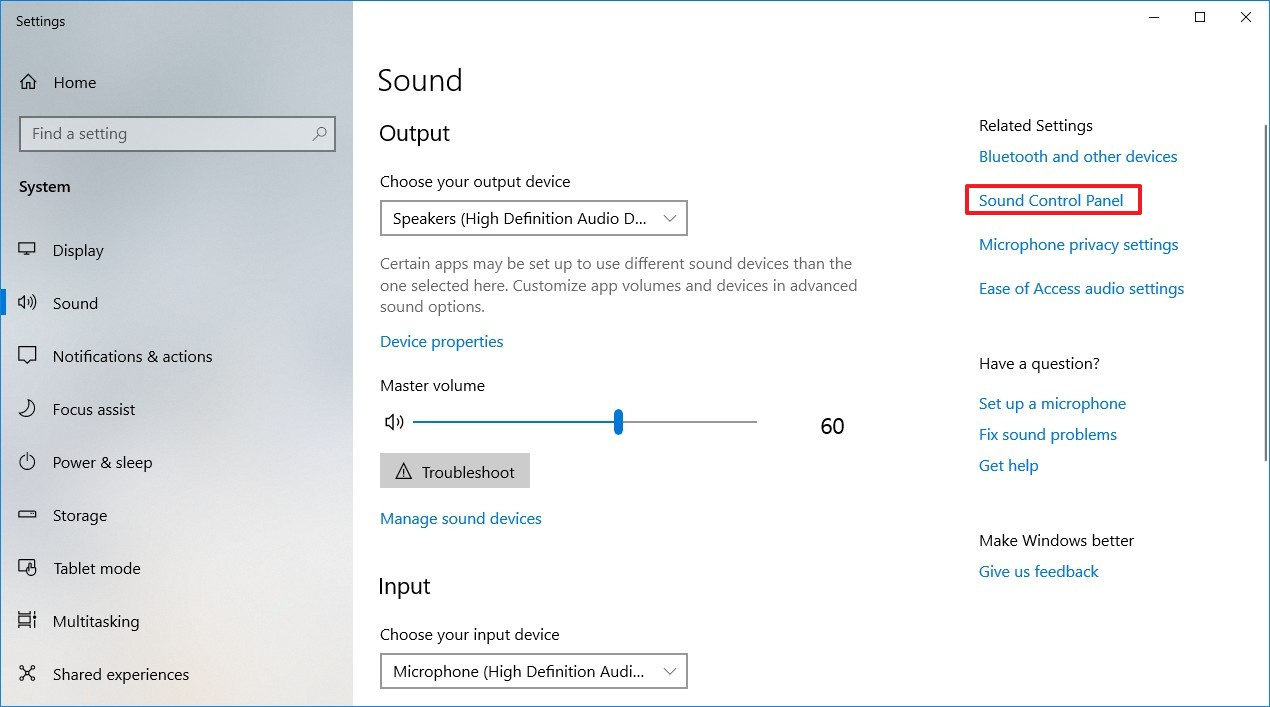 windows open sound control panel from command line