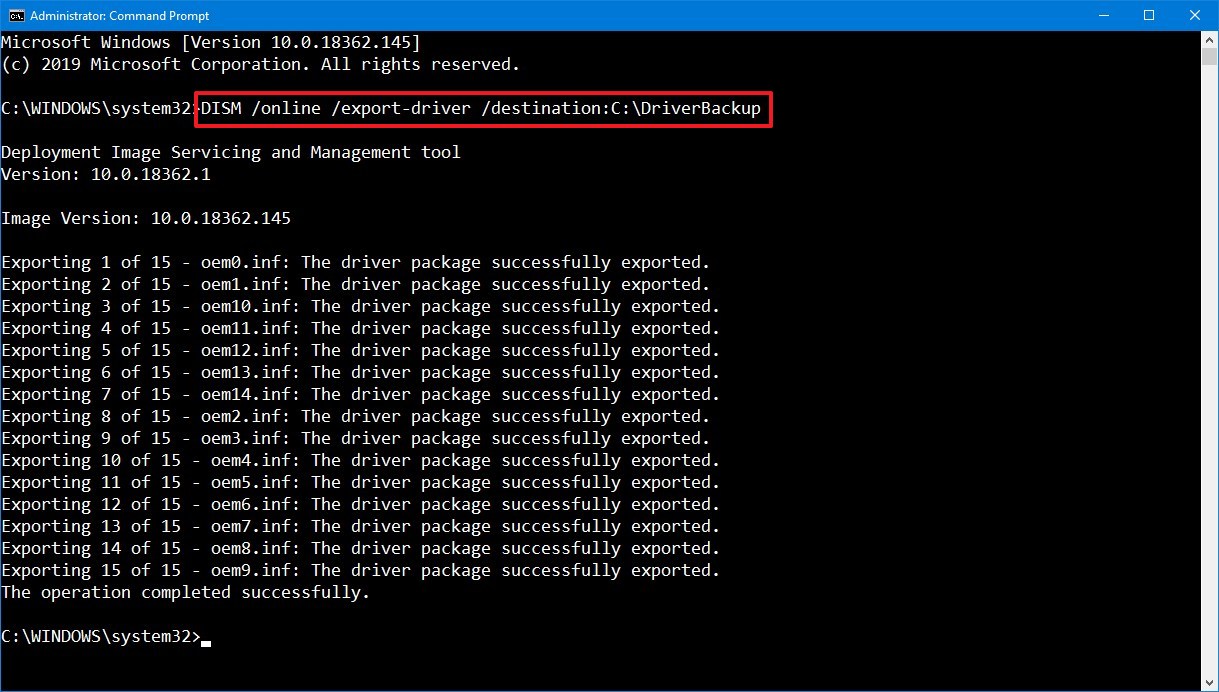 windows 10 driver backup cmd